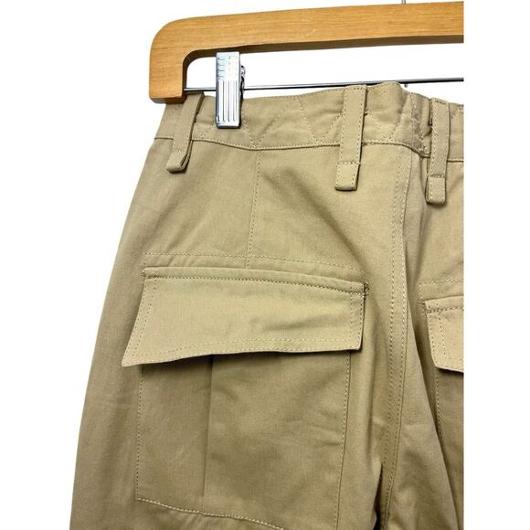 Khaki Pants Tan Cargo Juniper Blu Stretch Pockets Wide Leg Small Utility Cotton - Picture 4 of 9